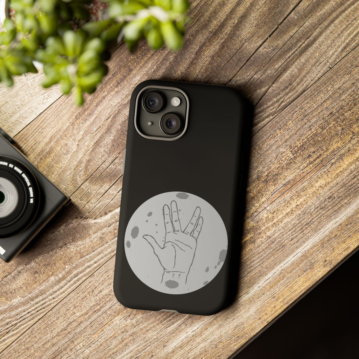 Spock Live Long Phone Case — Vulcan Salute Moon Graphic