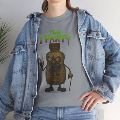 Yea I Party – Deranged Baby Oil Horror Cartoon T-Shirt
