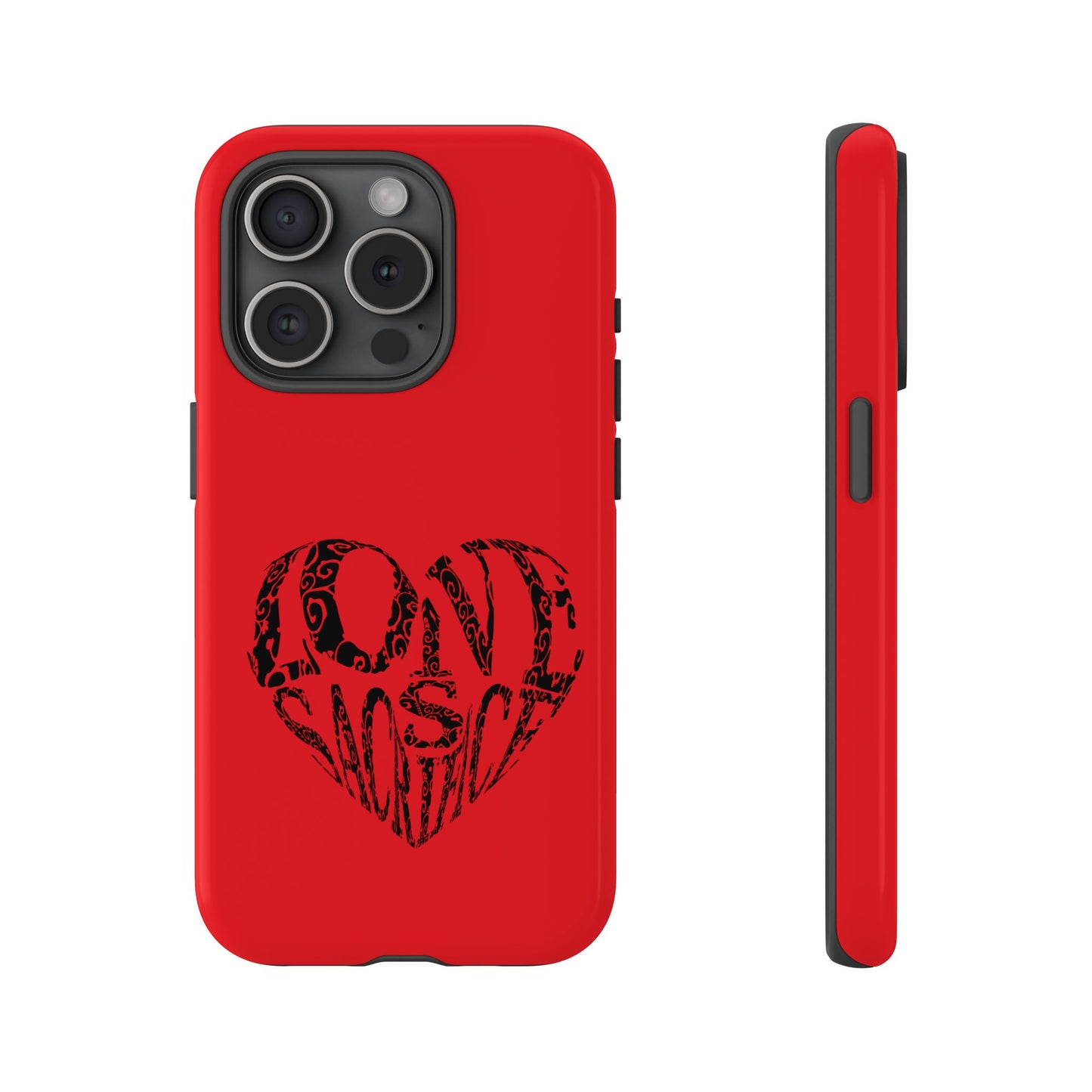 Red 'Love Justice' Heart Phone Case — Protective iPhone Cover, Valentine’s Gift