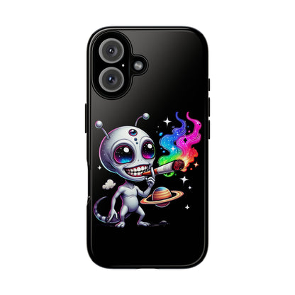 Alien Smoking Rainbow Galaxy Phone Case — Cute Cosmic Art Tough Case