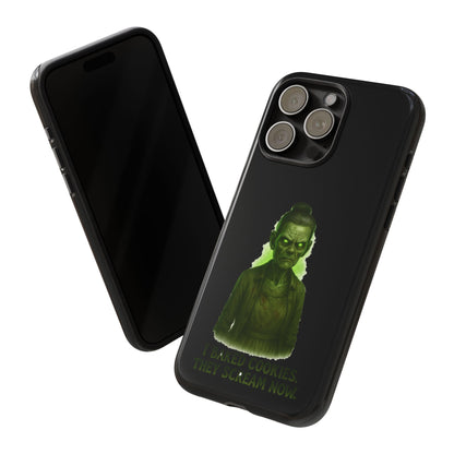 Spooky Green Ghost Phone Case — "I Baked Cookies, They Scream Now" Horror iPhone Cover