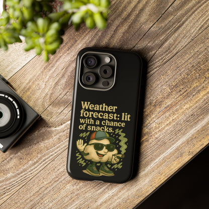 Phone Case — "Weather Forecast: Lit with a Chance of Snacks" Retro Graphic