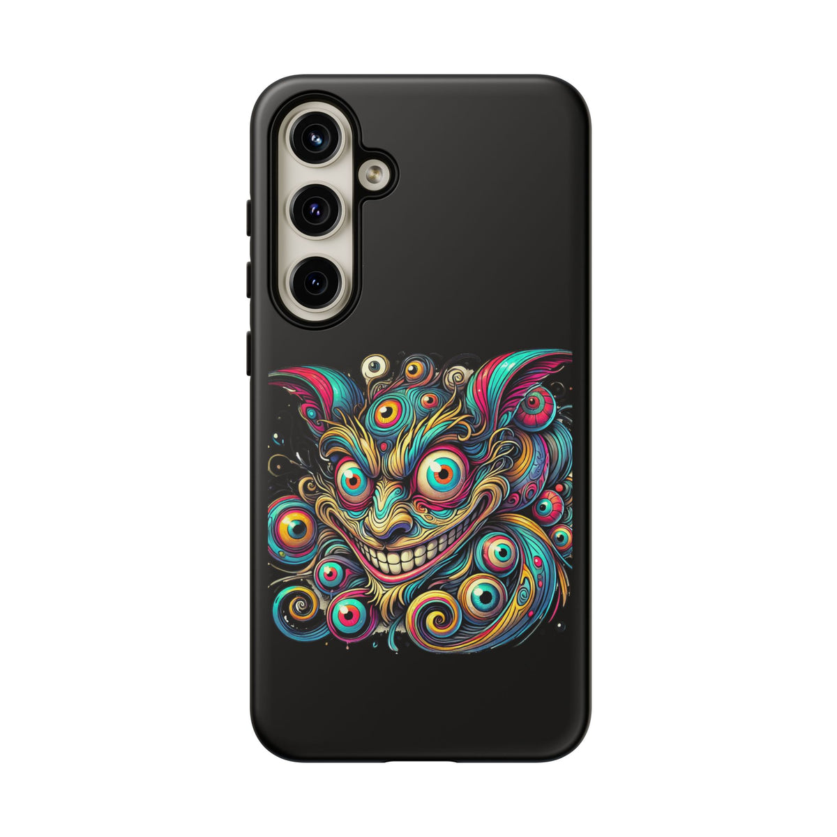 Psychedelic Mischief Phone Case — Colorful Grinning Monster Design