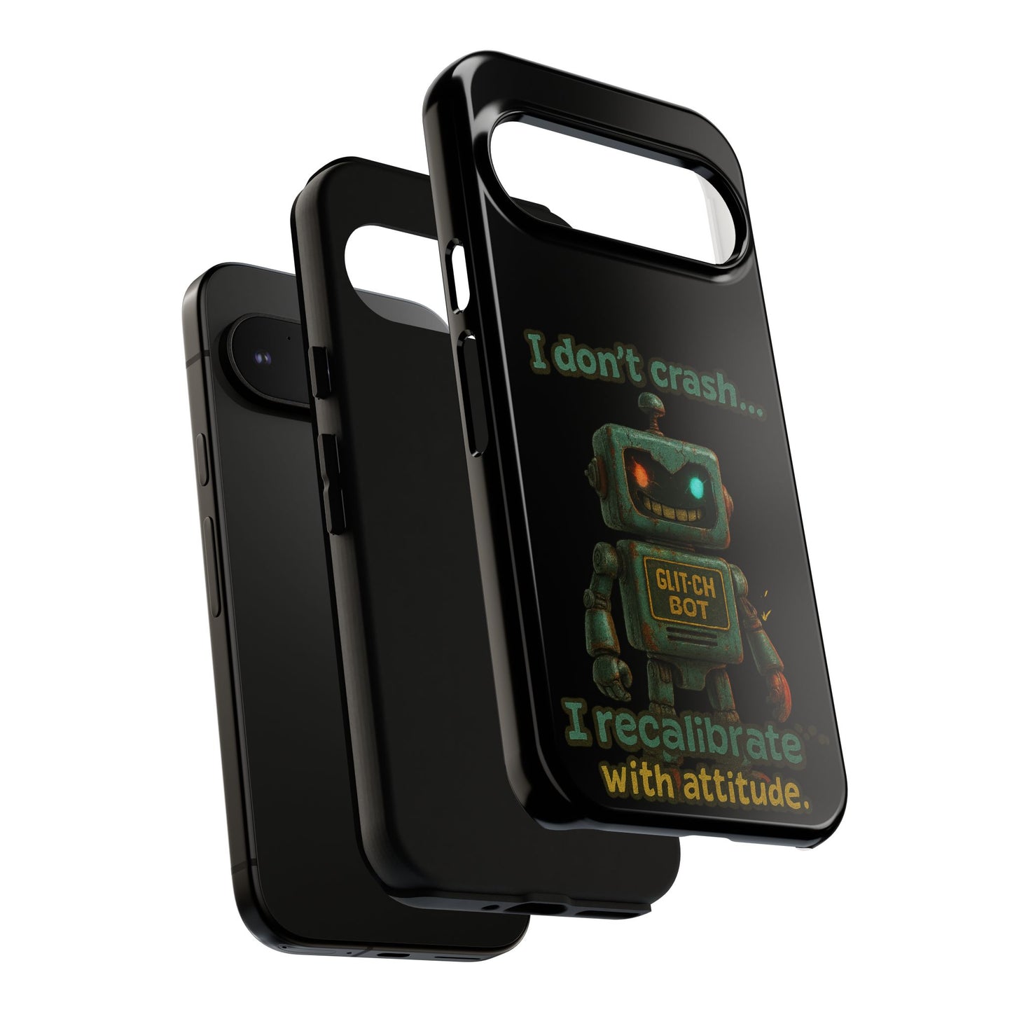 Phone Case — "I Don't Crash... I Recalibrate" Retro Robot Protective Cover