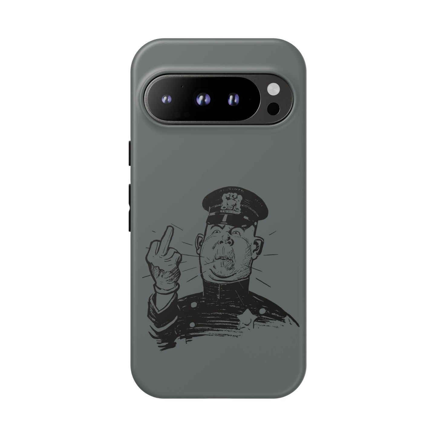 Vintage Cop Middle Finger Phone Case — Edgy Retro iPhone Protective Cover