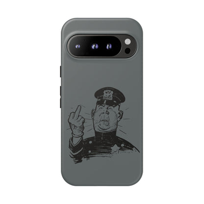 Vintage Cop Middle Finger Phone Case — Edgy Retro iPhone Protective Cover
