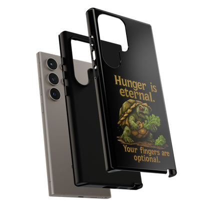 Phone Case — 'Hunger Is Eternal, Your Fingers Are Optional' Turtle Snack Graphic