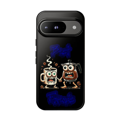Coffee & Tea Fight Phone Case — Funny Kawaii Beverage Cartoon Tough Cases