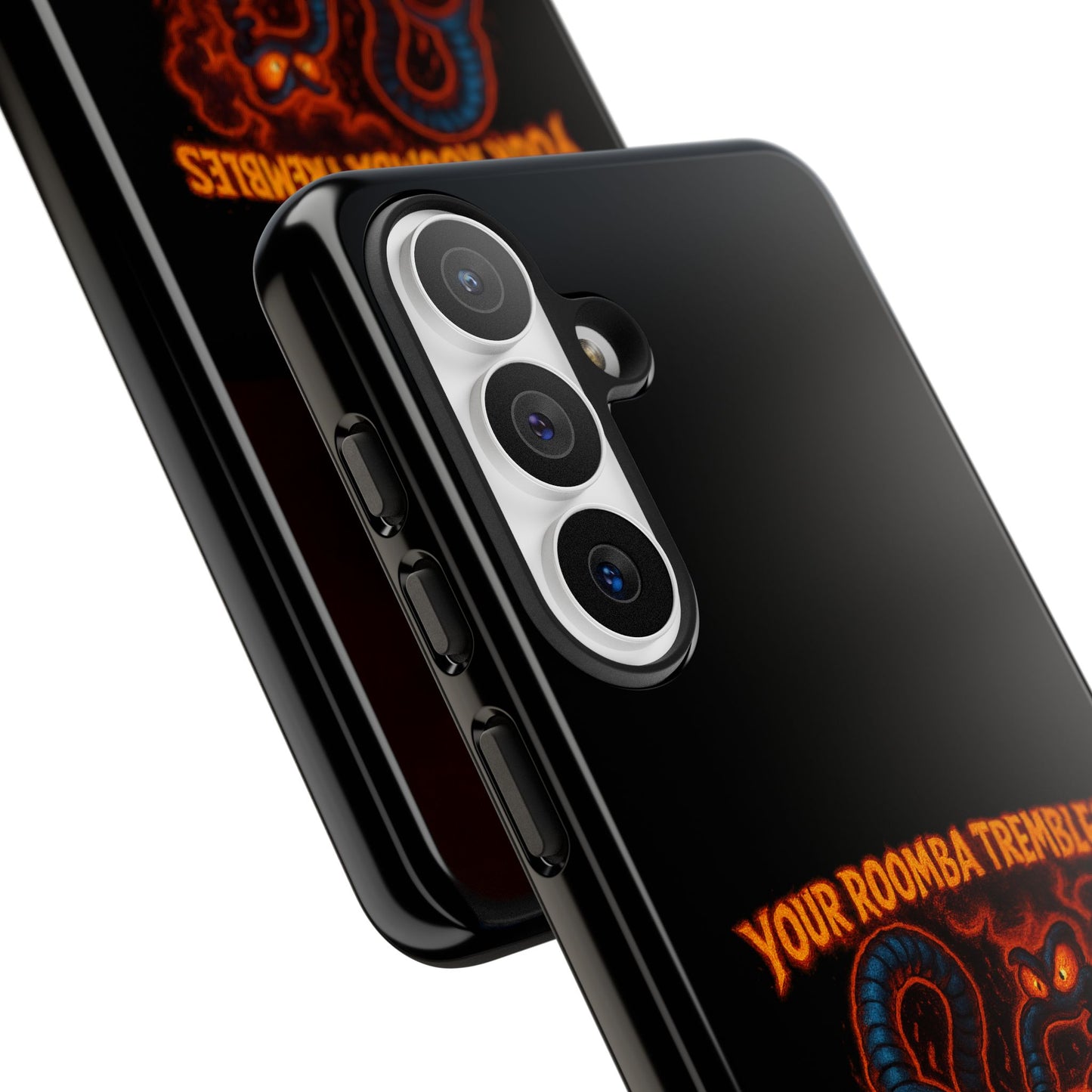 Phone Case — "Your Roomba Trembles at My Name" Fiery Cat Design