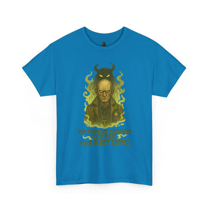 Prophecy Mentioned Coffee Illustration Tee | Funny Demon Barista Shirt