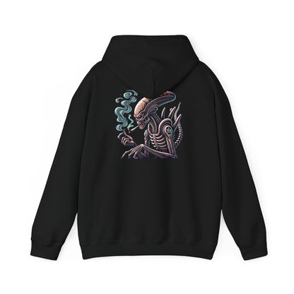 Alien Smoking Graphic Hoodie — Sci‑Fi Xenomorph Streetwear Pullover