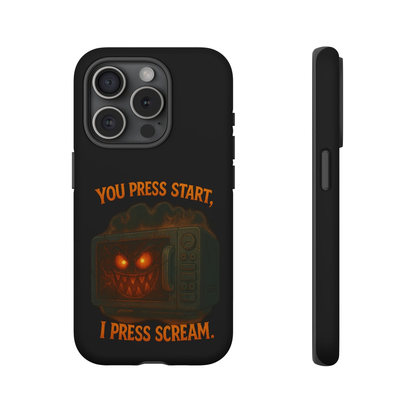 Phone Case — "You Press Start, I Press Scream" Spooky Retro Game Controller Design
