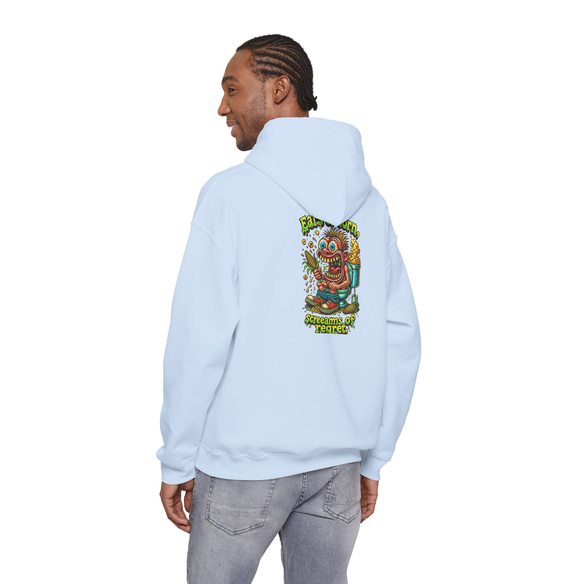 Hoodie — Colorful Retro Monster Graphic “Screams of Regret”