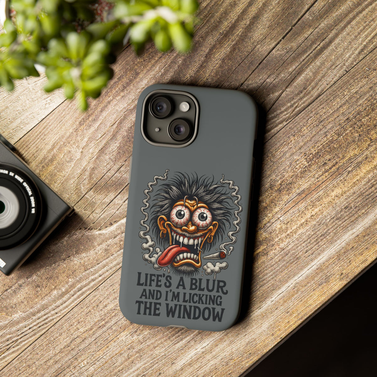Phone Case — 'Life's a Blur and I'm Licking the Window' Funky Monster Graphic
