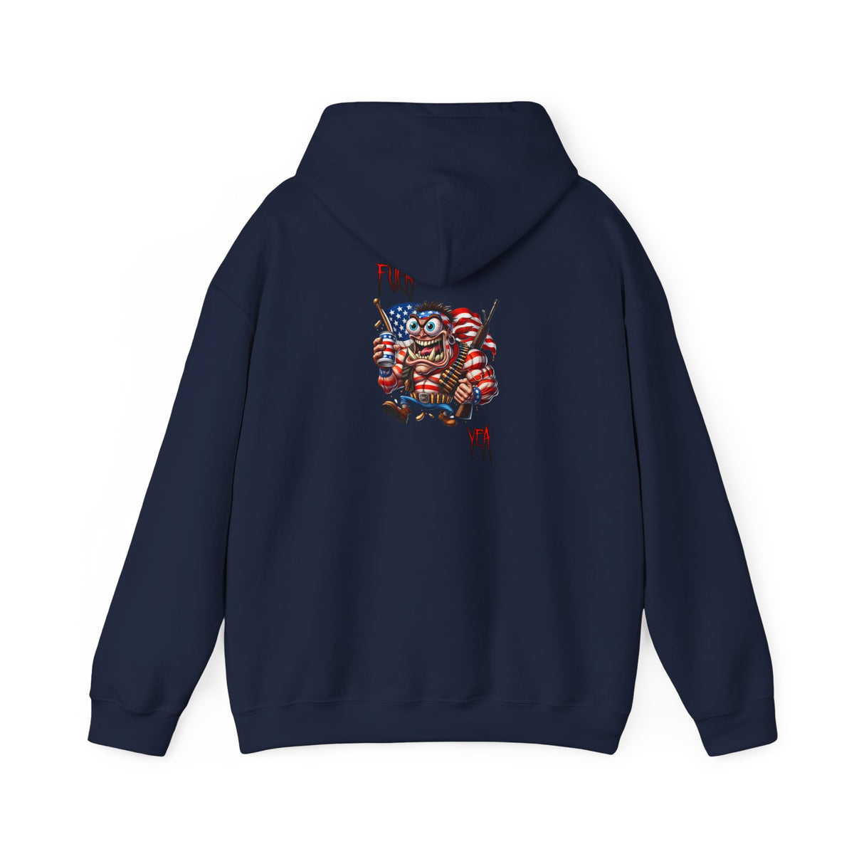Patriotic Monster Hoodie - Funny USA Flag Character Back Graphic