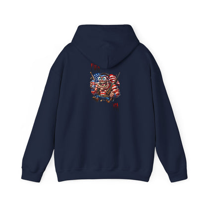 Patriotic Monster Hoodie - Funny USA Flag Character Back Graphic