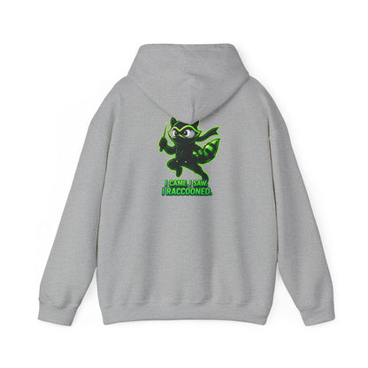 Raccoon Mascot Hoodie – "I Came, I Saw, I Raccooned" Graphic Pullover