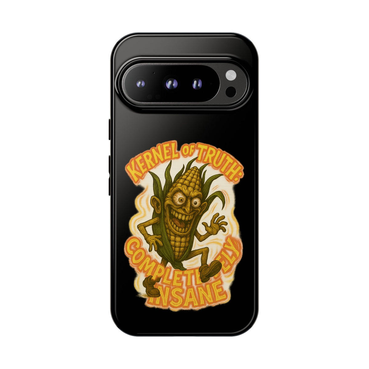 Corny Horror Phone Case - “Kernel of Truth, Completely Insane” Retro Corn Monster