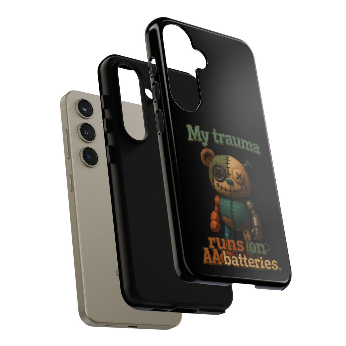 Phone Case — 'My Trauma Runs on AA Batteries' Creepy Voodoo Teddy Protective Cover