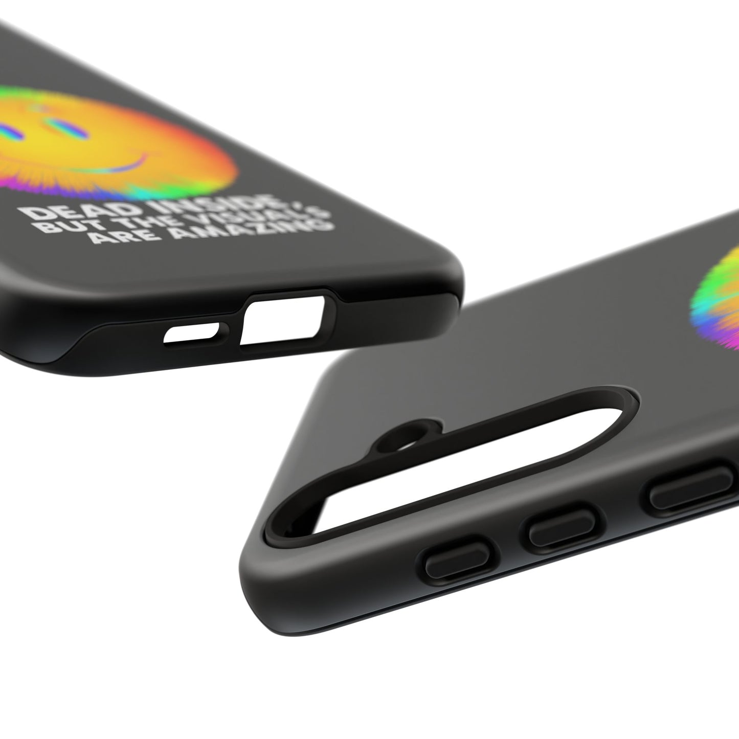 Phone Case — 'Dead Inside, But the Visuals Are Amazing' Rainbow Smiley