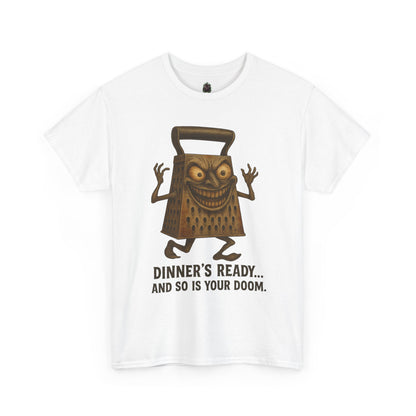 Dinner’s Ready… And So Is Your Doom – Evil Cheese Grater Horror T-Shirt