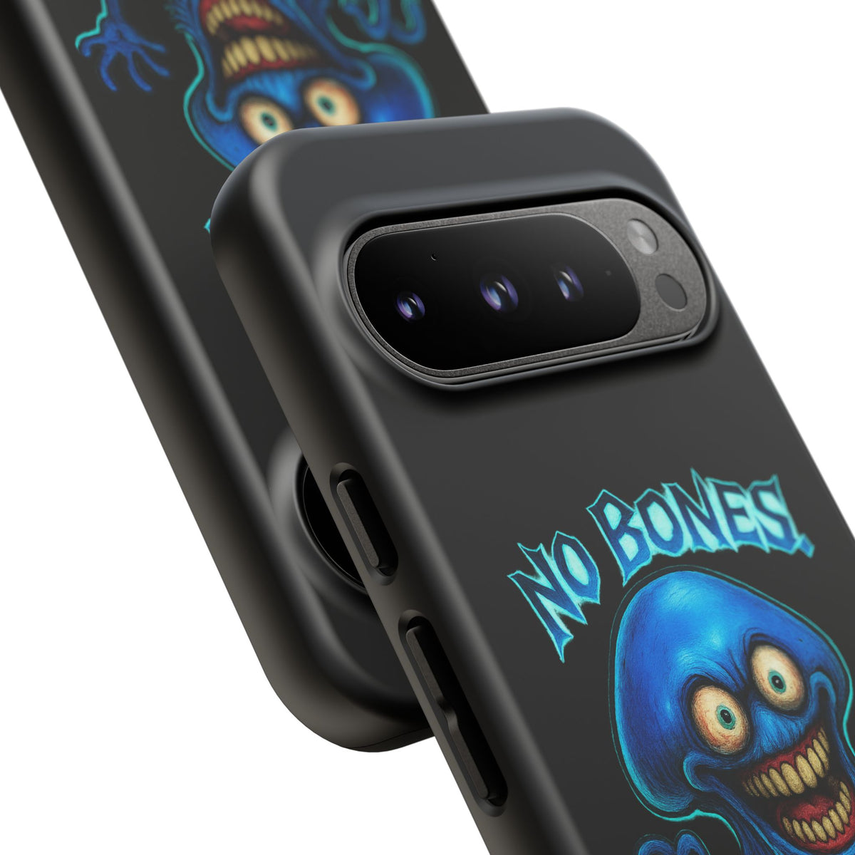 Phone Case — 'No Bones, No Chill, No Mercy' Blue Jellyfish Horror Design