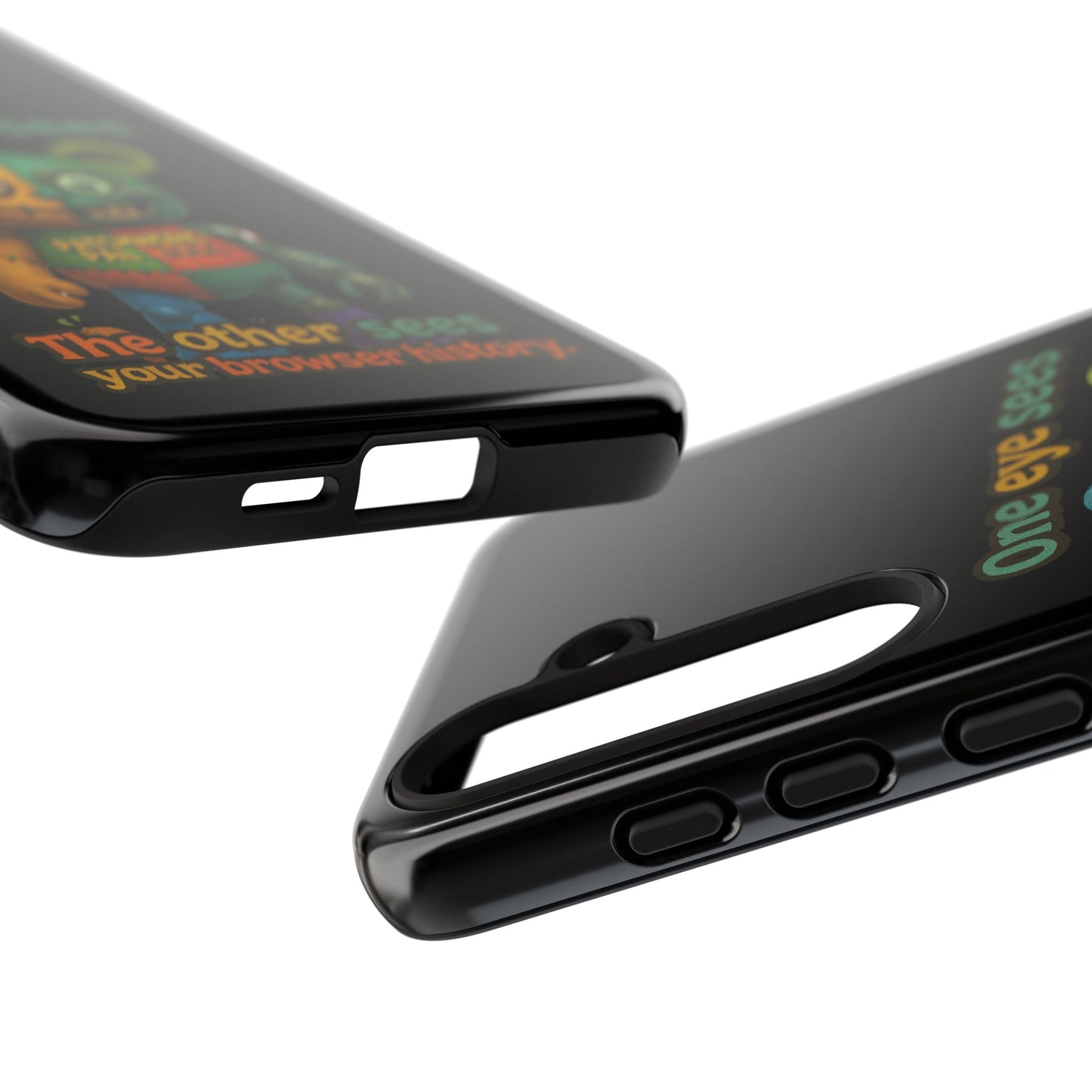 Phone Case — 'One Eye Sees, The Other Sees Your Browser History' Patchwork Bear Design