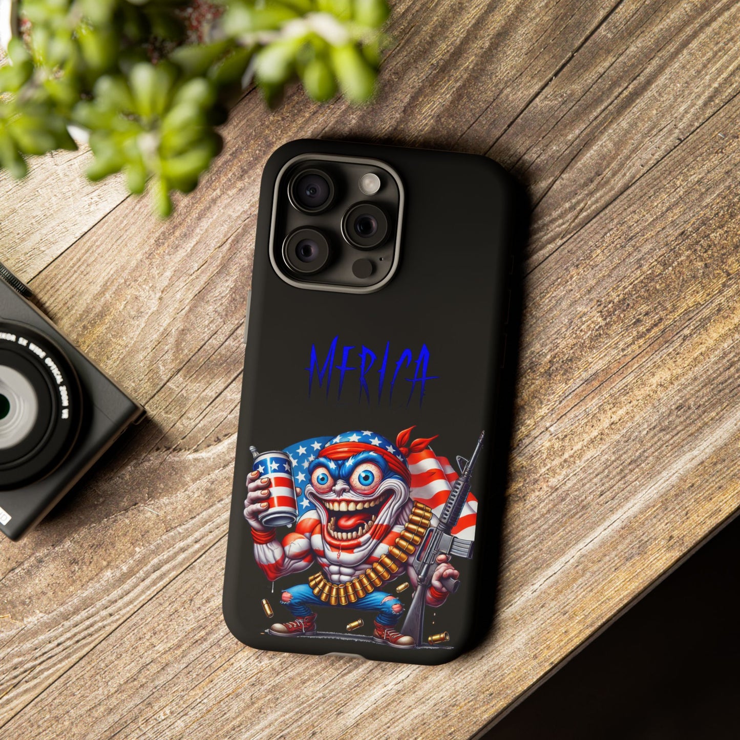 Phone Case — Patriotic 'Merica Clown with Flag, Beer & Rifle