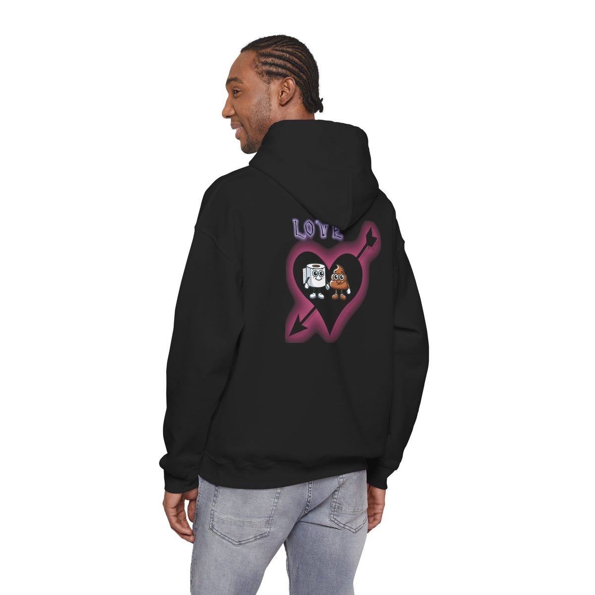 Cute Toilet Paper & Poop Heart Hoodie — Funny Bathroom Couple Graphic Sweatshirt