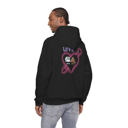 Cute Toilet Paper & Poop Heart Hoodie — Funny Bathroom Couple Graphic Sweatshirt