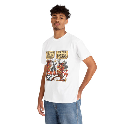 This Town Ain’t Big Enough for Our Dental Plans – Wild West Cartoon T-Shirt