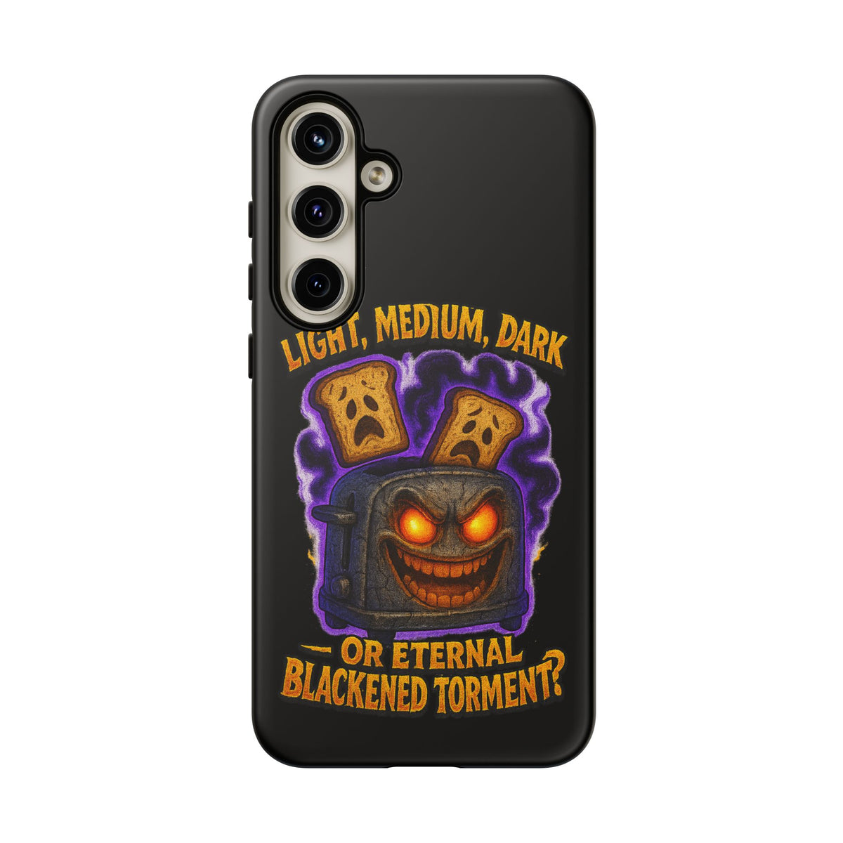 Phone Case — 'Light, Medium, Dark or Eternal Blackened Torment?' Spooky Toast & Toaster Horror Design