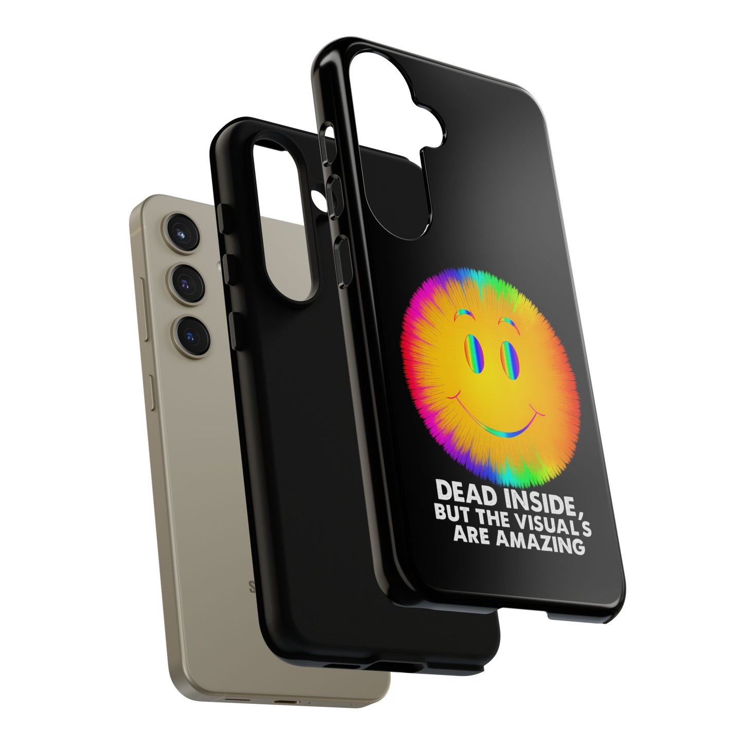 Phone Case — 'Dead Inside, But the Visuals Are Amazing' Rainbow Smiley