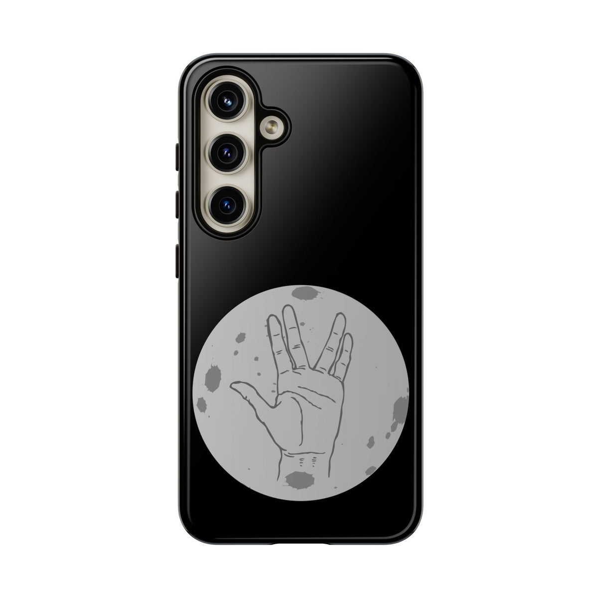 Spock Live Long Phone Case — Vulcan Salute Moon Graphic