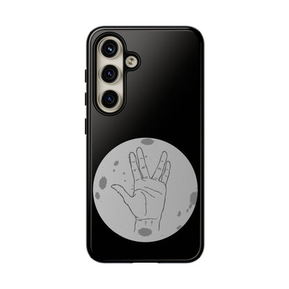Spock Live Long Phone Case — Vulcan Salute Moon Graphic