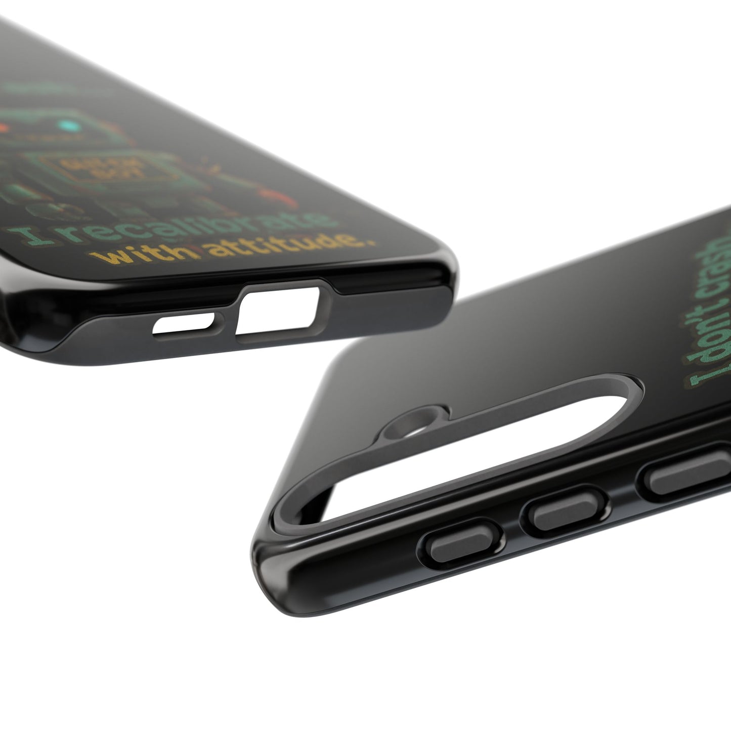 Phone Case — "I Don't Crash... I Recalibrate" Retro Robot Protective Cover