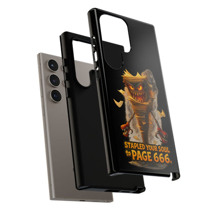 Phone Case — Halloween Mummy Creature “Stapled Your Soul to Page 666” Horror Design