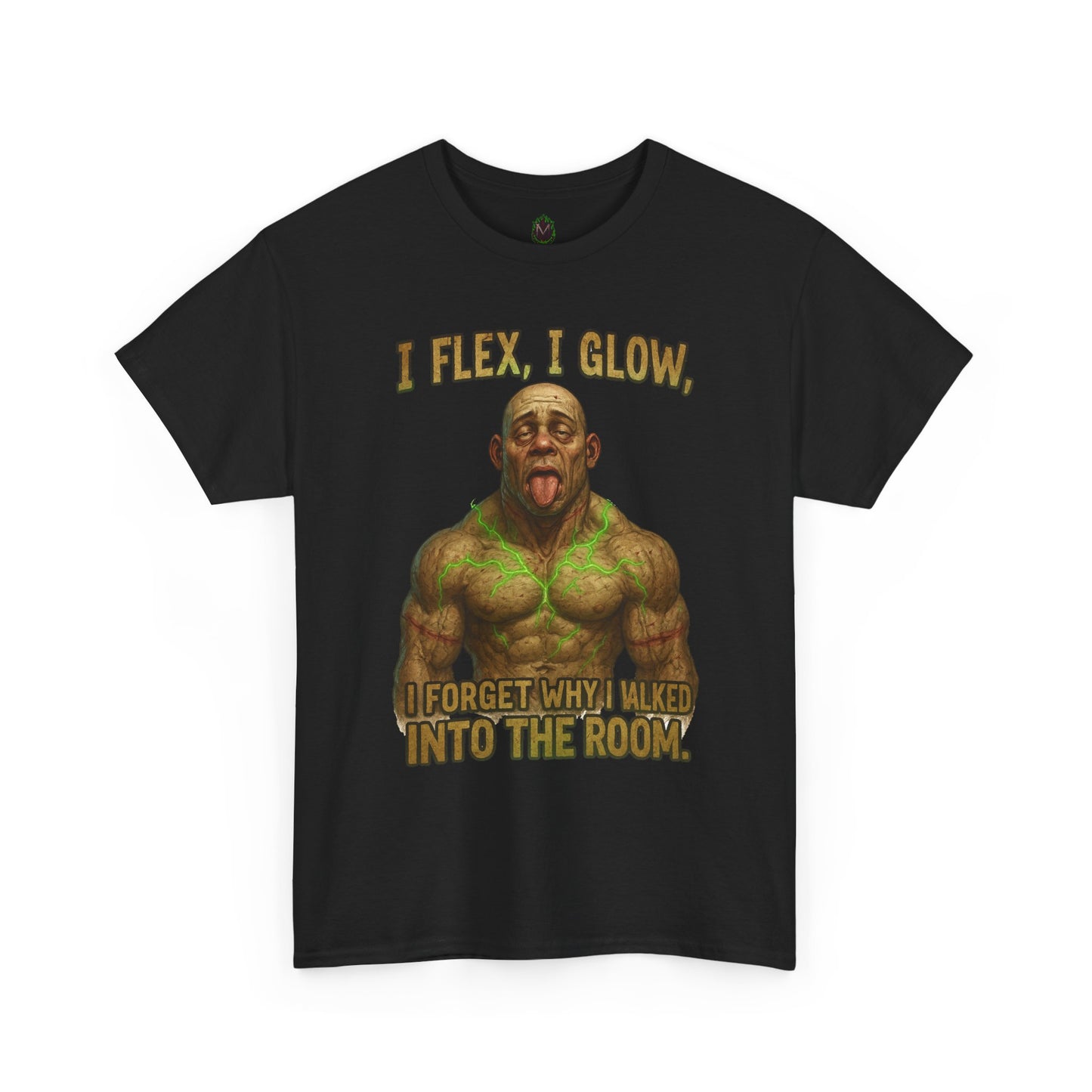 Muscle Meme T-Shirt — "I Flex, I Glow" Funny Gym Tee