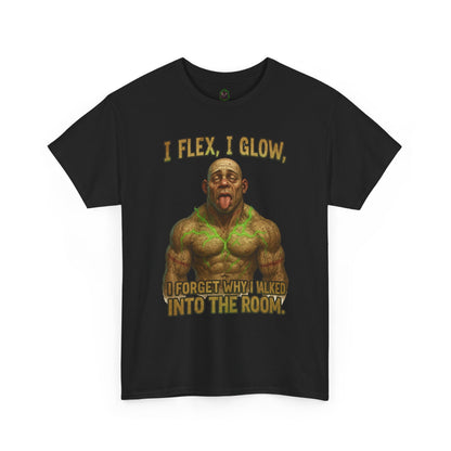 Muscle Meme T-Shirt — "I Flex, I Glow" Funny Gym Tee