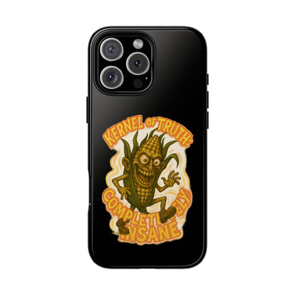 Corny Horror Phone Case - “Kernel of Truth, Completely Insane” Retro Corn Monster