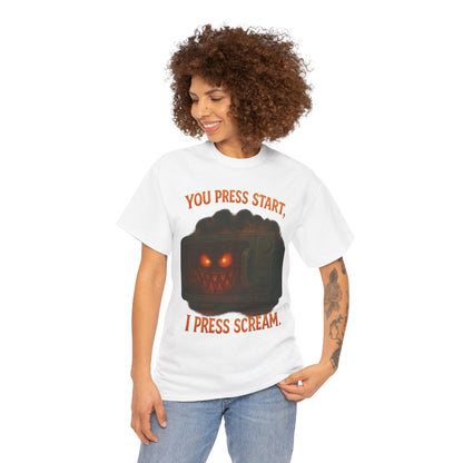 You Press Start I Press Scream tee | Retro Horror Game Controller