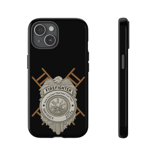 Firefighter Badge Tough Phone Case — Firefighter Helmet & Ladders Protective Case