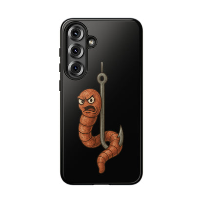 Angry Worm on Hook Phone Case – Funny Fishing Humor Protective Cover