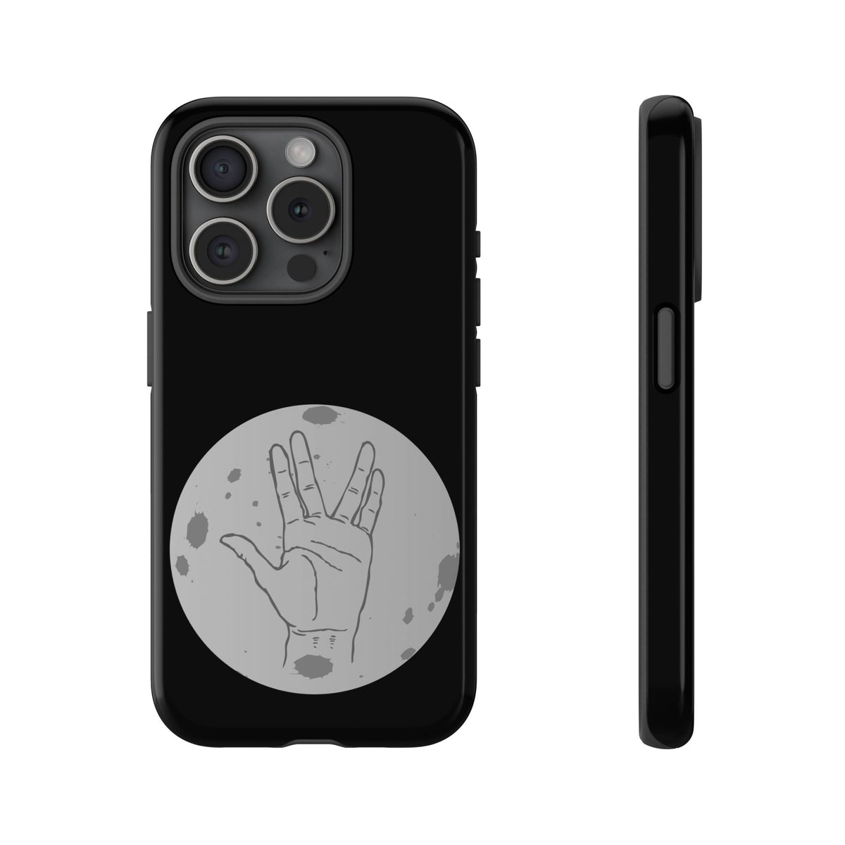 Spock Live Long Phone Case — Vulcan Salute Moon Graphic