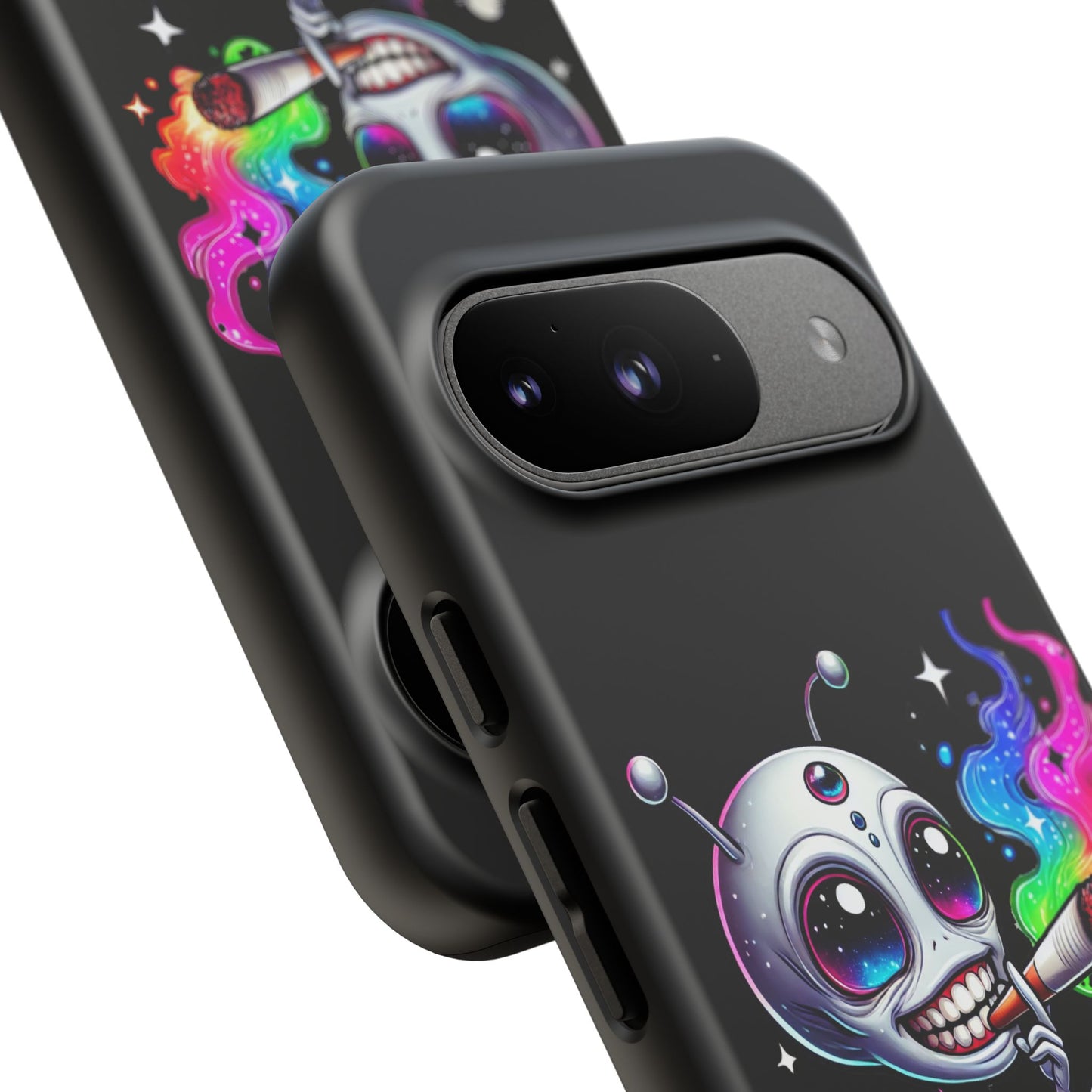 Alien Smoking Rainbow Galaxy Phone Case — Cute Cosmic Art Tough Case