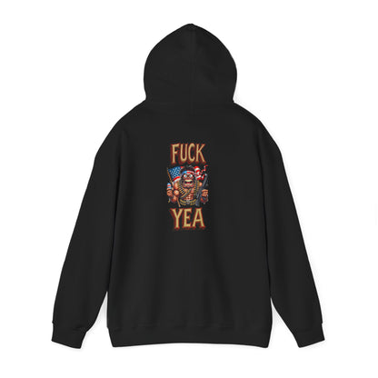 Hoodie - 'F*** Yea' Retro Eagle American Flag Graphic Pullover
