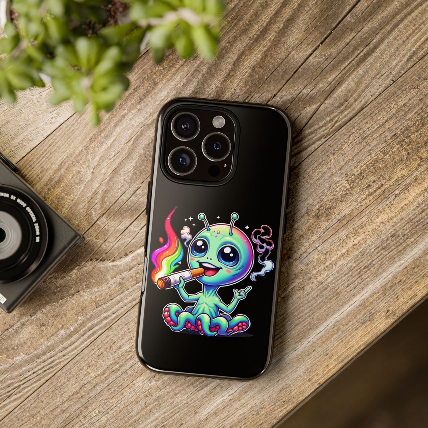 Alien Smoking Rainbow Joint Phone Case — Cute Psychedelic Cannabis iPhone Cover