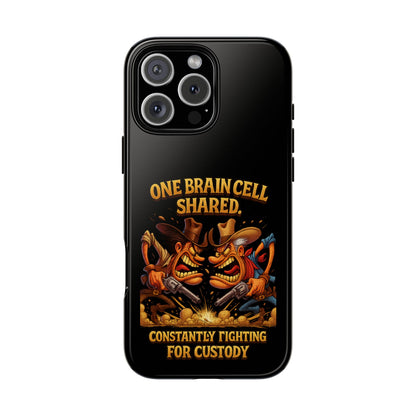 Phone Case — 'One Braincell Shared, Constantly Fighting for Custody' Funny Rivalry Cartoon