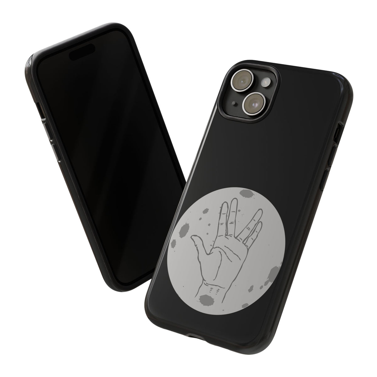 Spock Live Long Phone Case — Vulcan Salute Moon Graphic