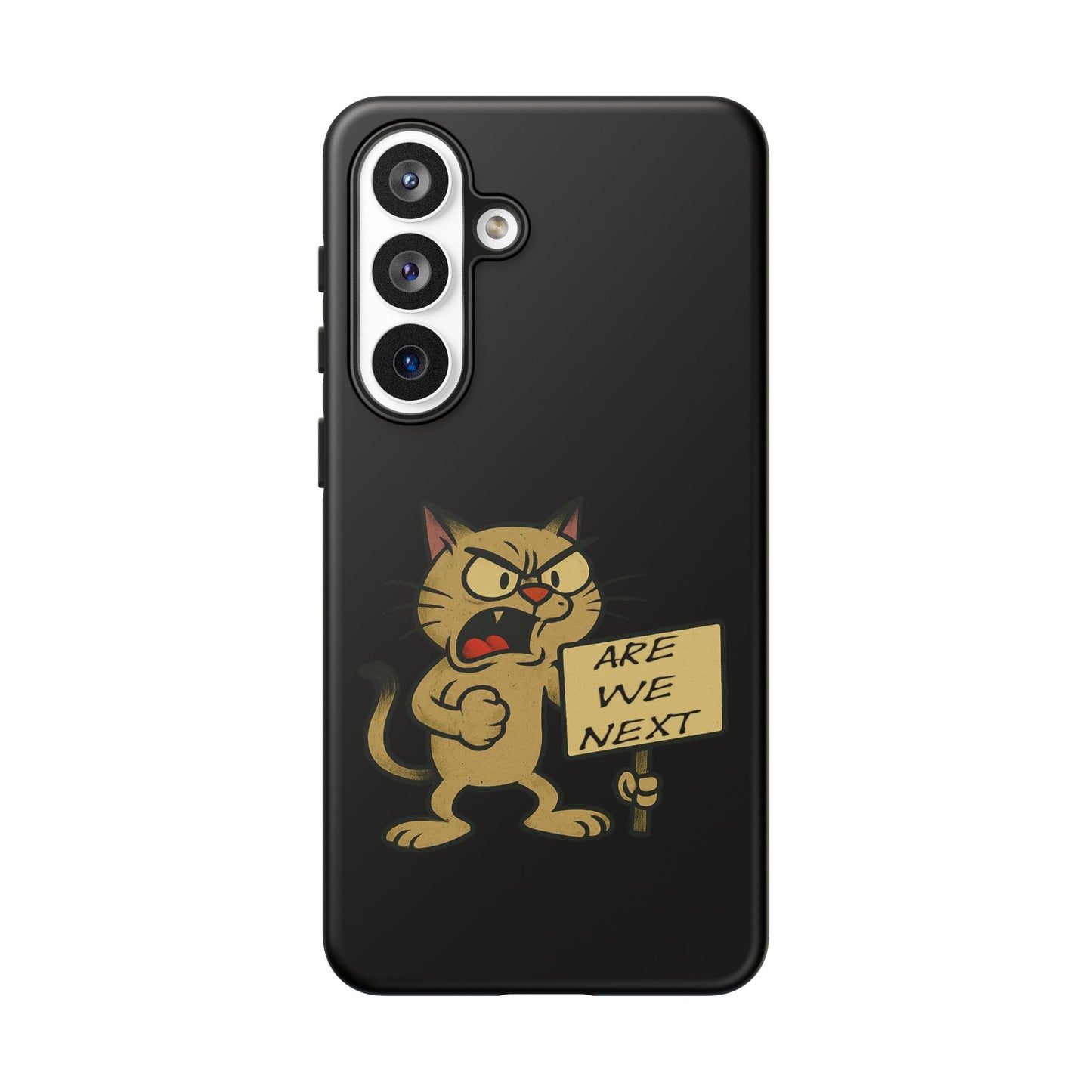 Angry Cat Phone Case — 'Are We Next' Protest Graphic iPhone Case